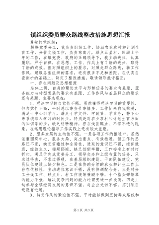 镇组织委员群众路线整改措施思想汇报