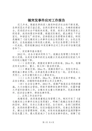 镇突发事件应对工作报告