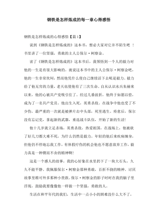 钢铁是怎样炼成的每一章心得感悟