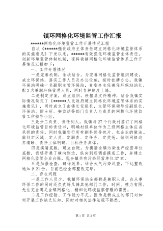 镇环网格化环境监管工作汇报