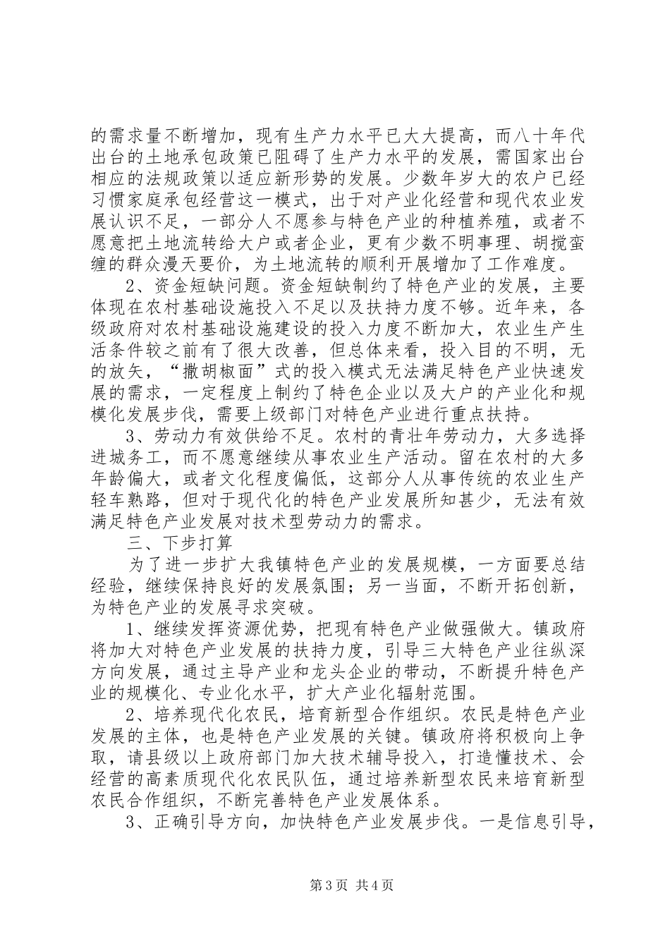 镇特色产业发展情况汇报_第3页