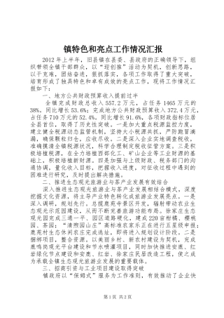 镇特色和亮点工作情况汇报
