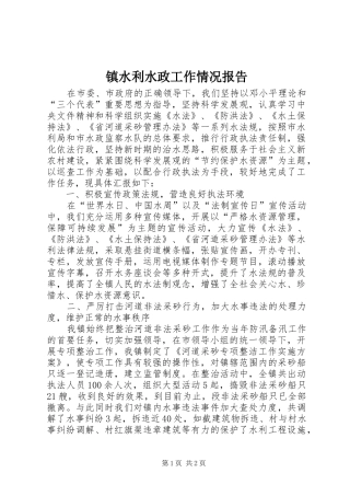 镇水利水政工作情况报告