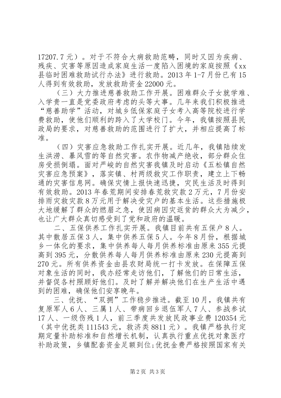 镇民政办工作报告材料_第2页