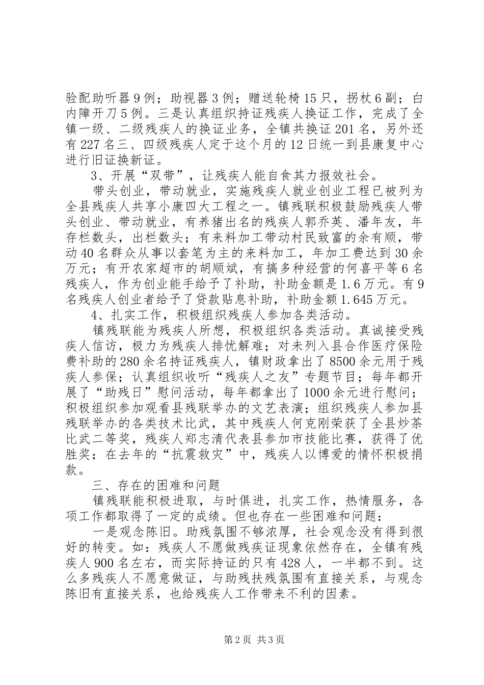 镇残联年终工作汇报_第2页