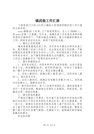 镇武装工作汇报