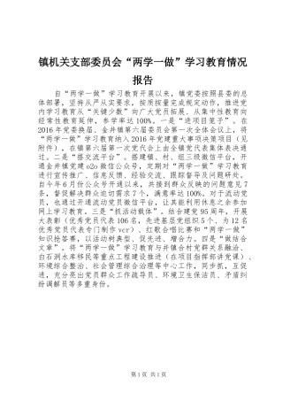 镇机关支部委员会“两学一做”学习教育情况报告