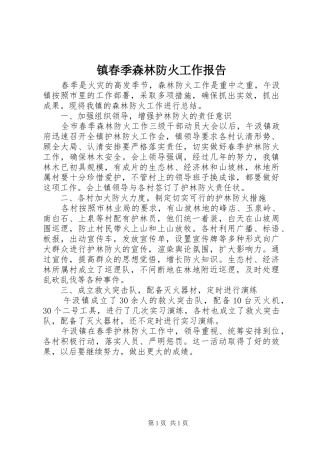 镇春季森林防火工作报告