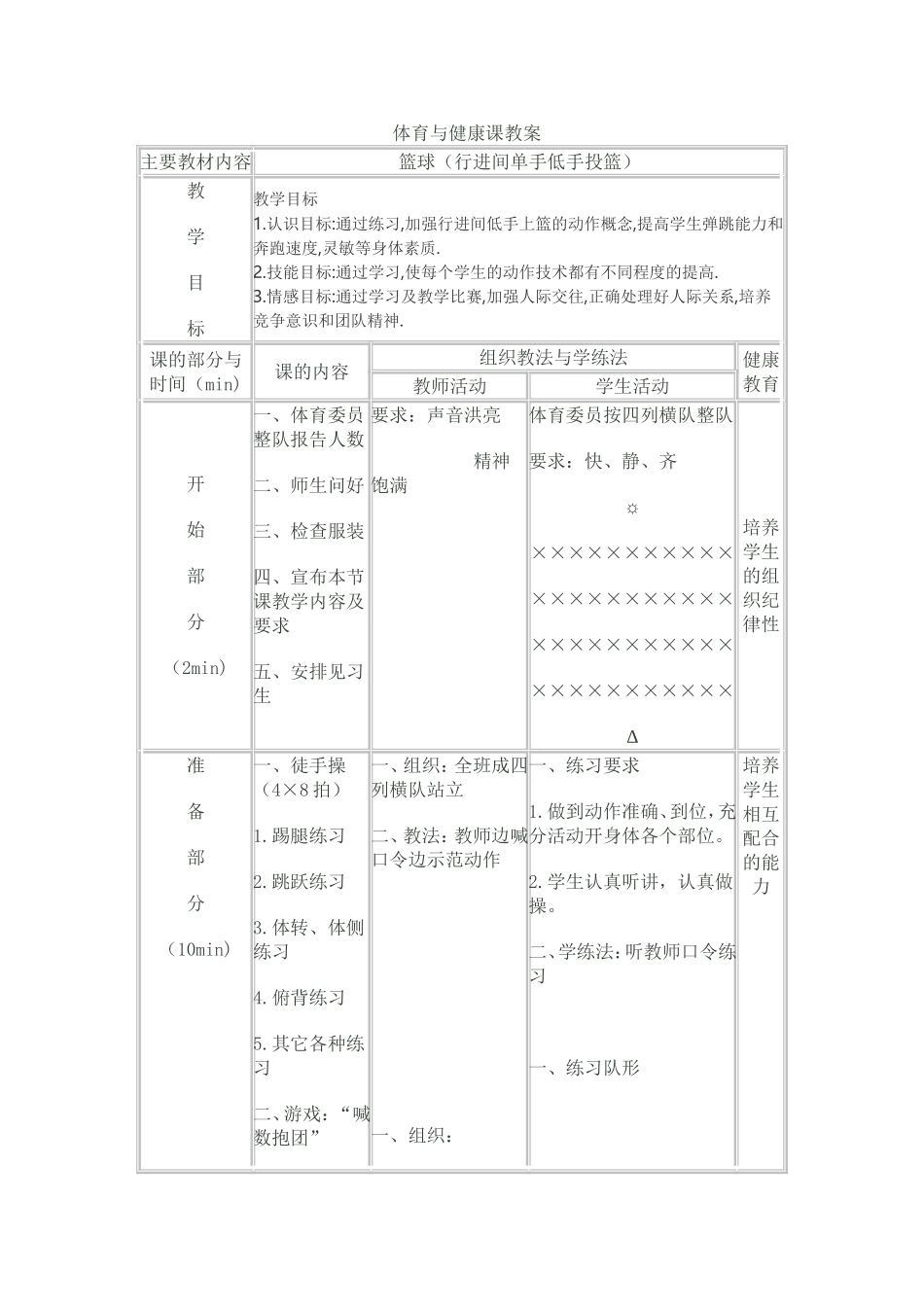 体育与健康课教案－行进间篮球单手低手投篮修改后_第1页