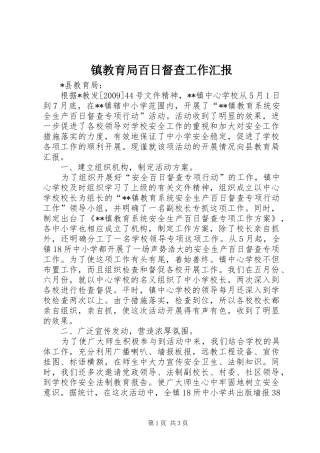 镇教育局百日督查工作汇报