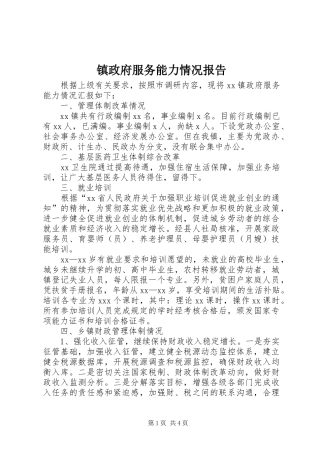 镇政府服务能力情况报告