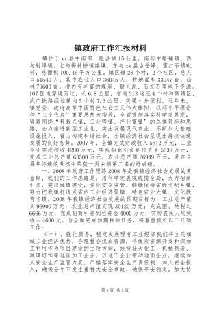 镇政府工作汇报材料