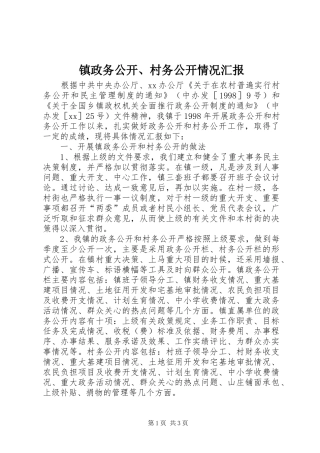 镇政务公开、村务公开情况汇报