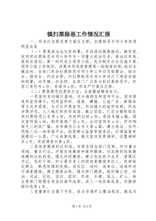 镇扫黑除恶工作情况汇报
