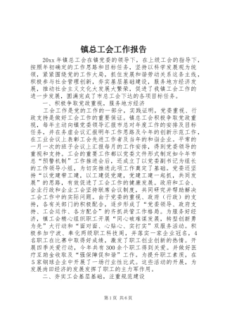 镇总工会工作报告