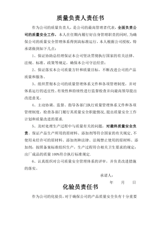 质量负责人责任书