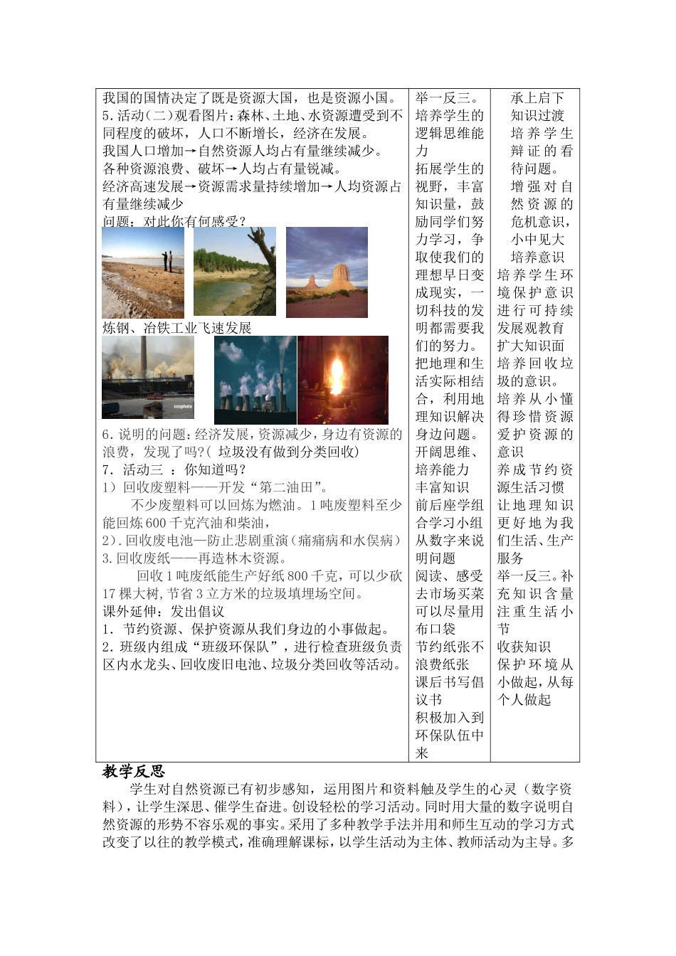 《自然资源总量丰富人均不足》教学设计_第3页