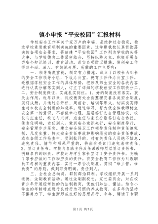 镇小申报“平安校园”汇报材料