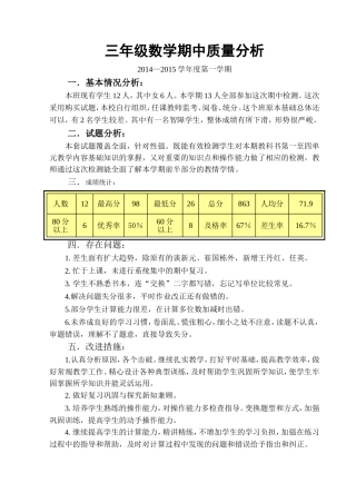三数数质量分析（201411）