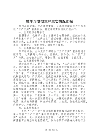 镇学习贯彻三严三实情况汇报