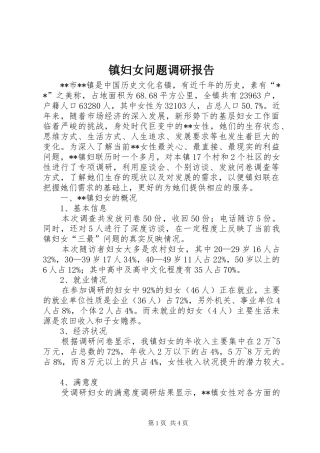 镇妇女问题调研报告