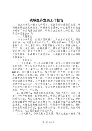 镇域经济发展工作报告