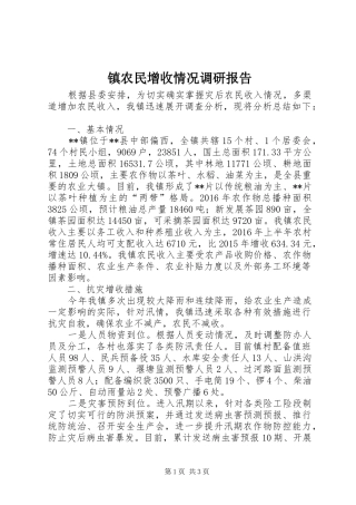 镇农民增收情况调研报告