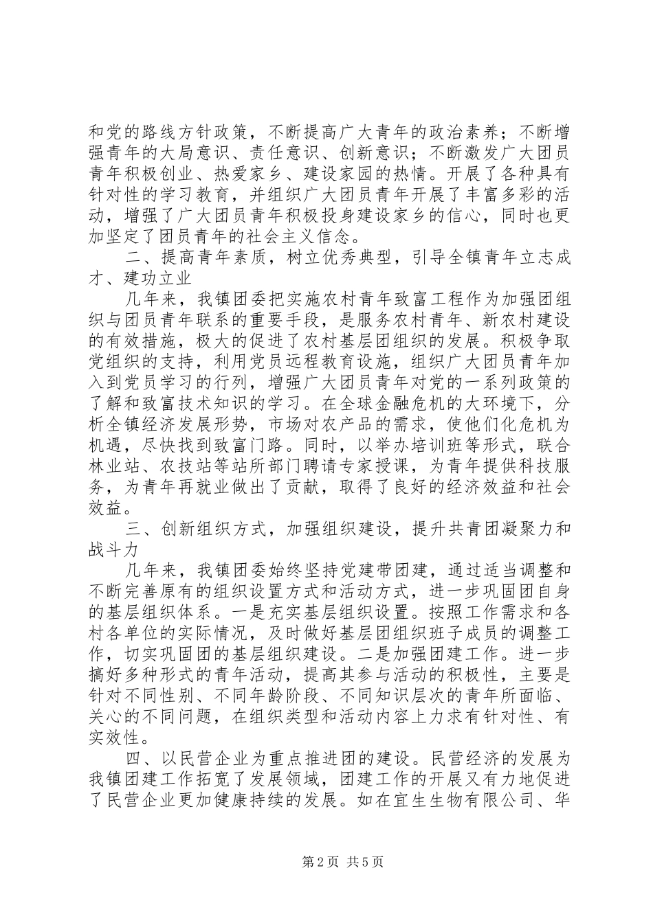 镇共青团代表大会（团代会）工作报告_第2页