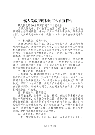 镇人民政府河长制工作自查报告