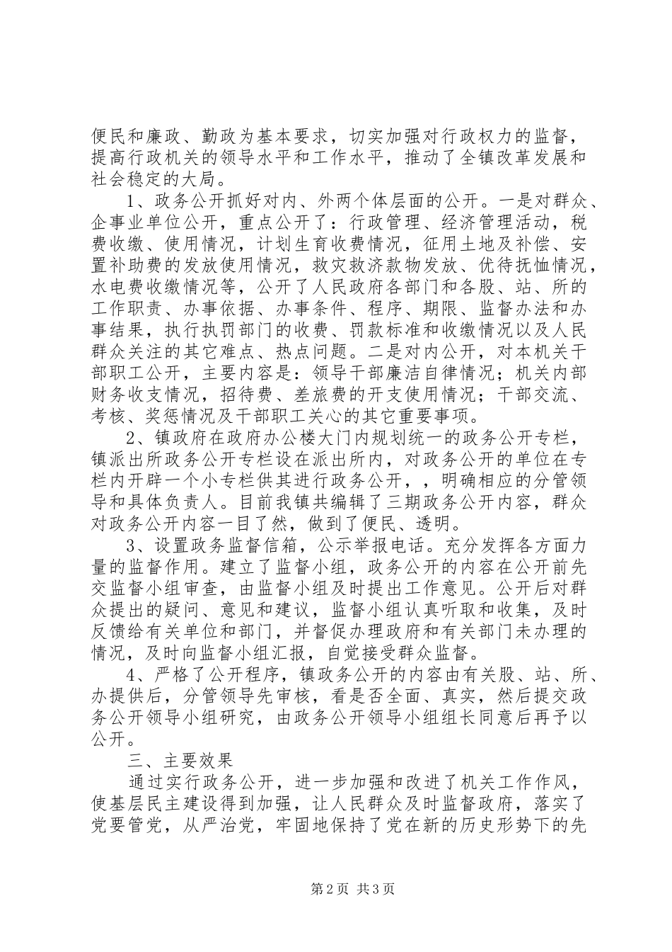 镇人民政府政务公开自查报告_第2页