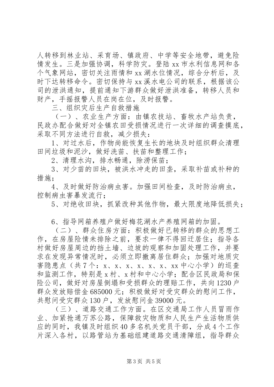 镇人民政府抗洪救灾事迹汇报_第3页