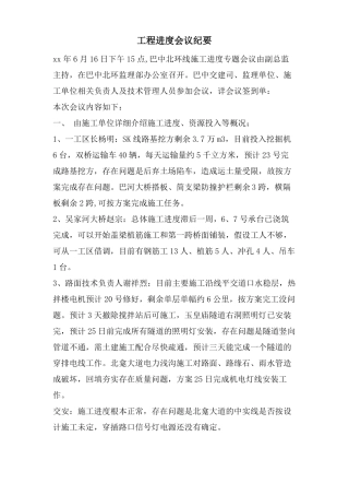项目进度会议纪要