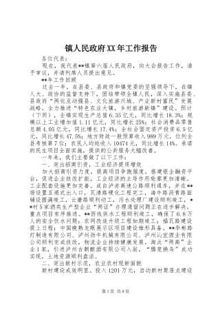 镇人民政府XX年工作报告