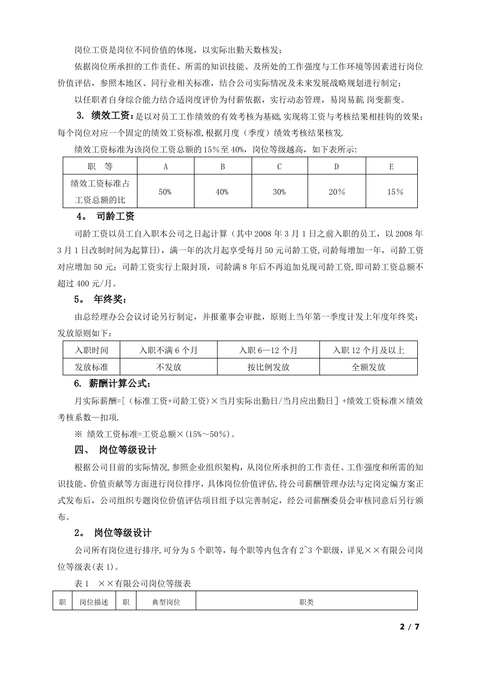 年薪酬调整方案岗位绩效工资制_第2页
