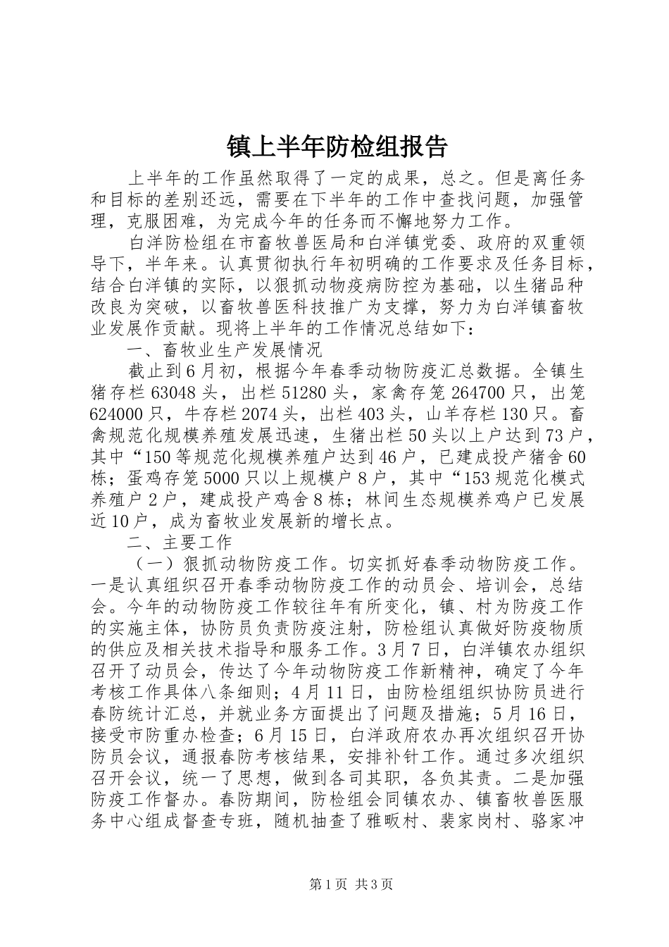 镇上半年防检组报告_第1页