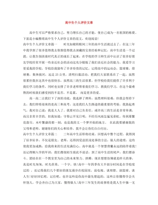 高中生个人评价文章 