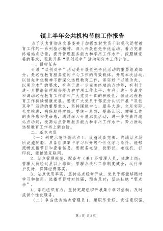 镇上半年公共机构节能工作报告