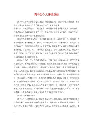 高中生个人评价总结 