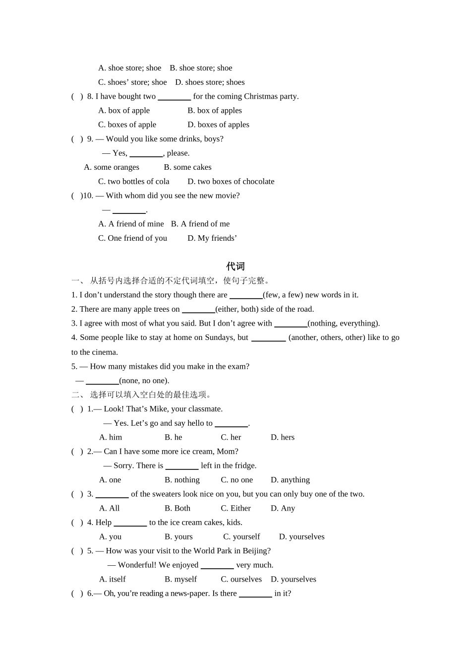 2013年中考题型指导之专项练习（名词、代词）_第2页
