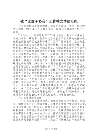 镇“支部＋协会”工作模式情况汇报