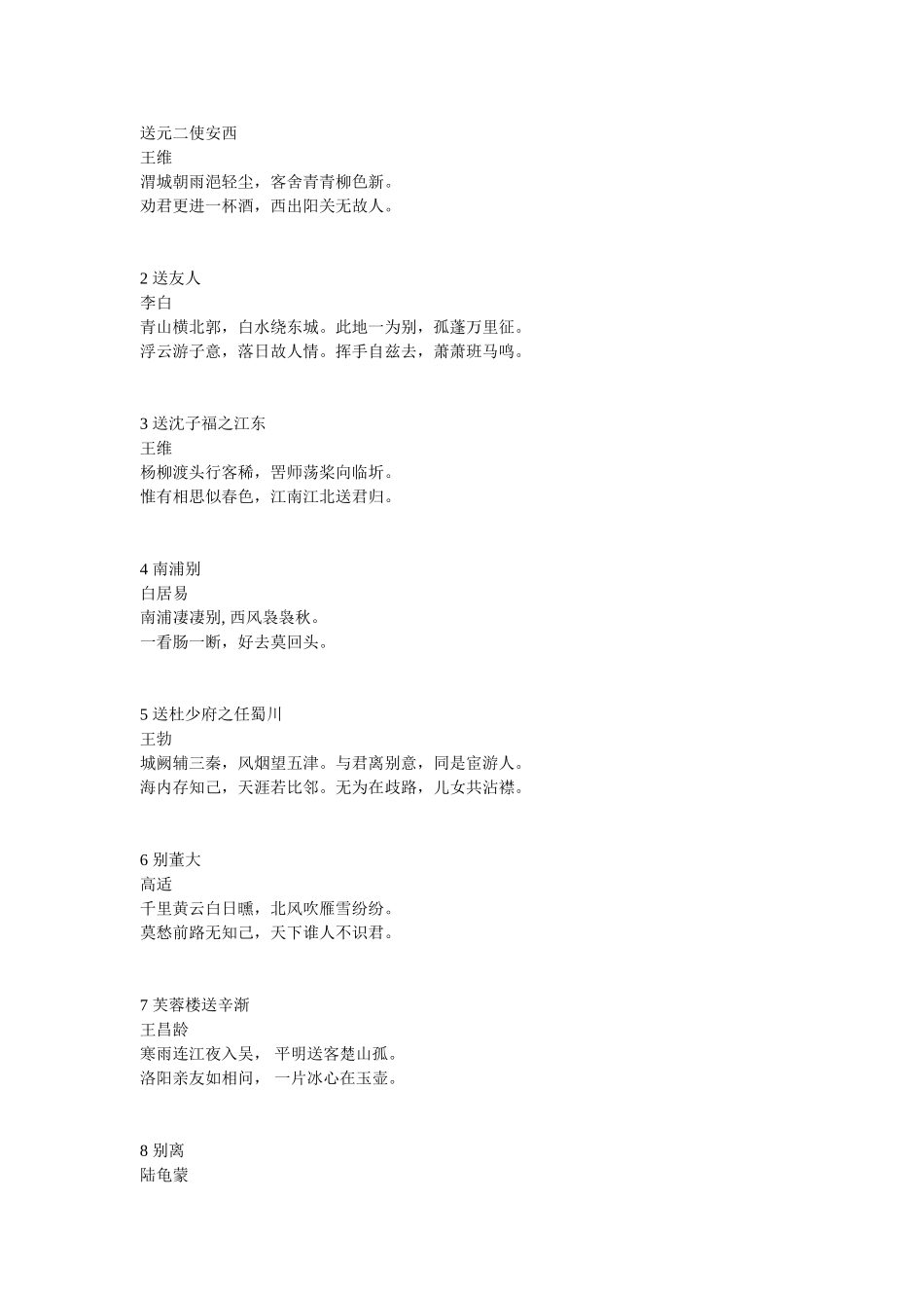 古今送别诗二十首_第1页
