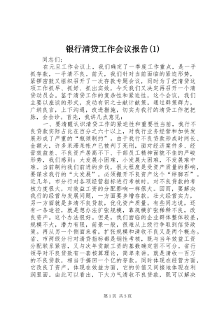 银行清贷工作会议报告(1)