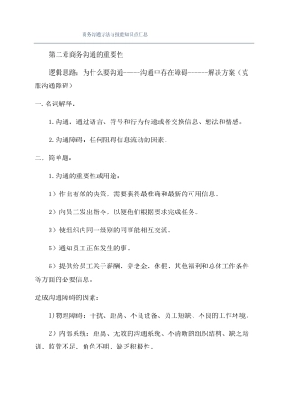 商务沟通方法与技能知识点汇总