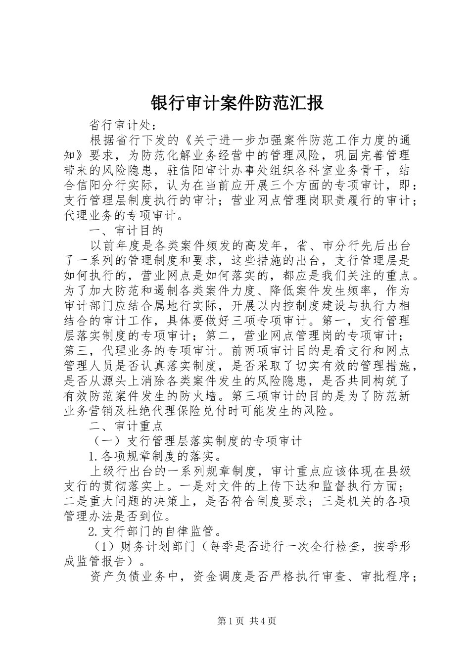 银行审计案件防范汇报_第1页