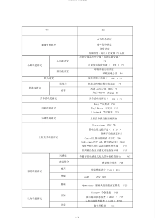 康复治疗评定量表