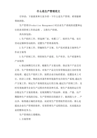 什么是生产管理范文