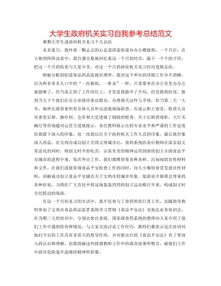大学生政府机关实习自我参考总结范文