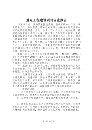 重点工程建设项目自查报告