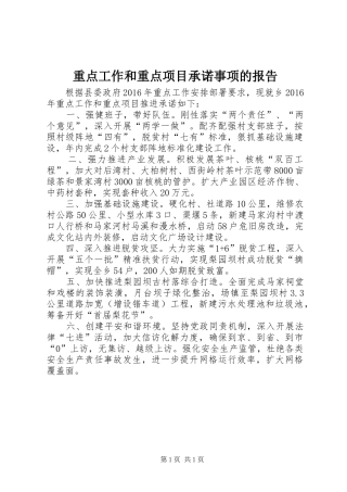 重点工作和重点项目承诺事项的报告