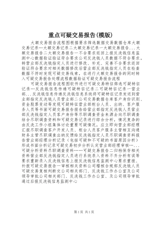 重点可疑交易报告(模版)